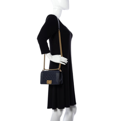 Chanel Caviar Quilted Small Boy Flap Navy 3 of 23
