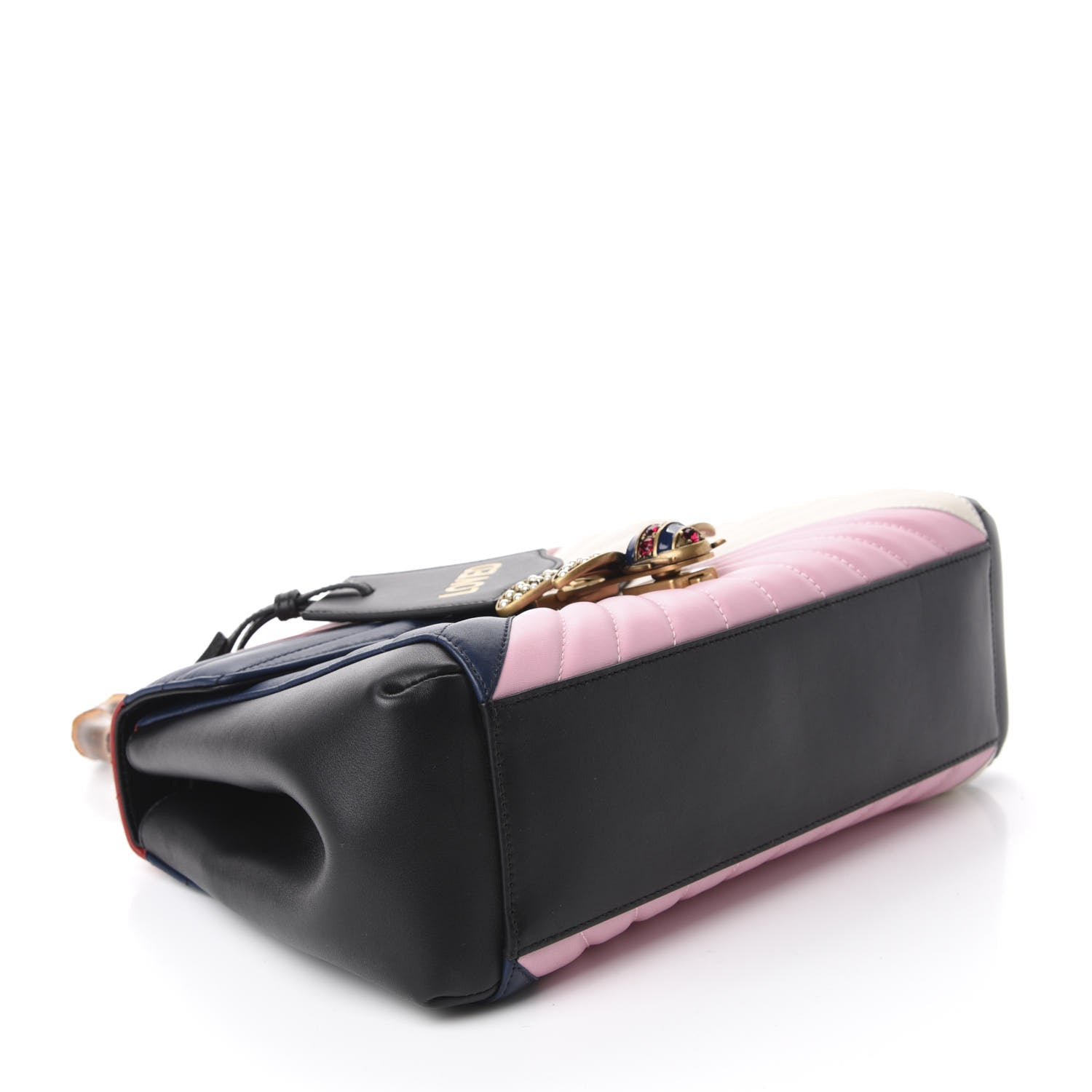Gucci Calfskin Bamboo Trapuntata Queen Margaret Top Handle Bag Blue Agata Hibiscus Red Mystic White Sugar Pink 5 of 11