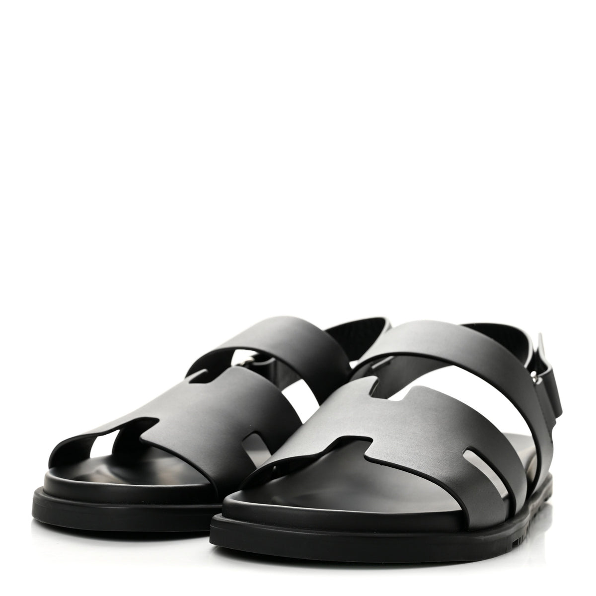 Calfskin Mens Genius Sandals 44 Black