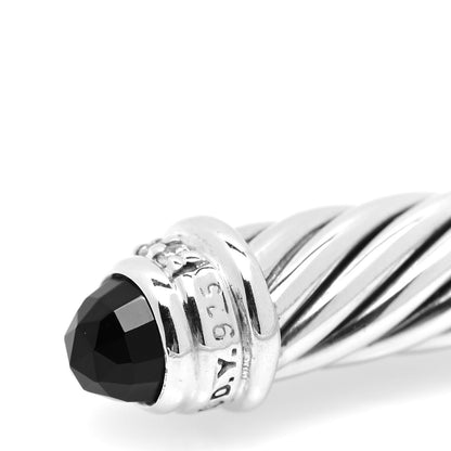 David Yurman Sterling Silver Diamond Black Onyx 5mm Cable Classics Bracelet 4 of 5