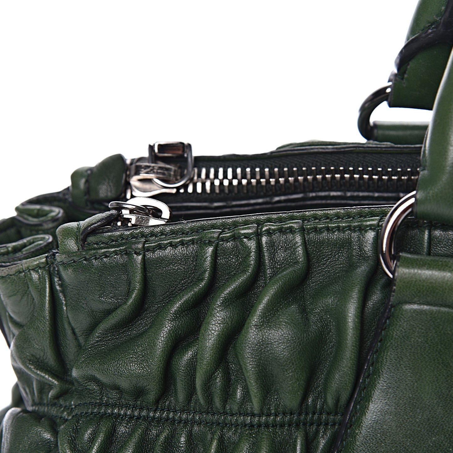 Nappa Gaufre Double Zip Tote Green