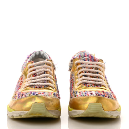 Chanel Tweed Lambskin Runway Sneakers 39 Silver Multicolor 2 of 9