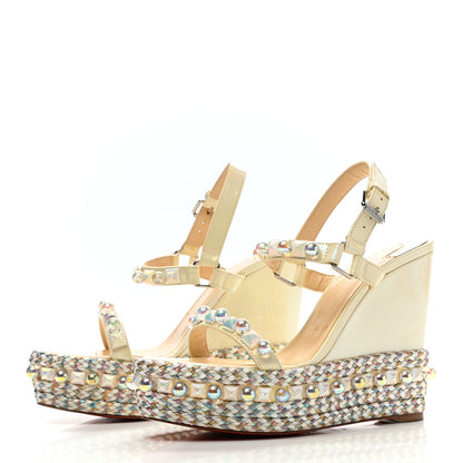 Christian Louboutin Glitter Luminor Cataclou 120 Platform Sandals 38 Off White 3 of 11