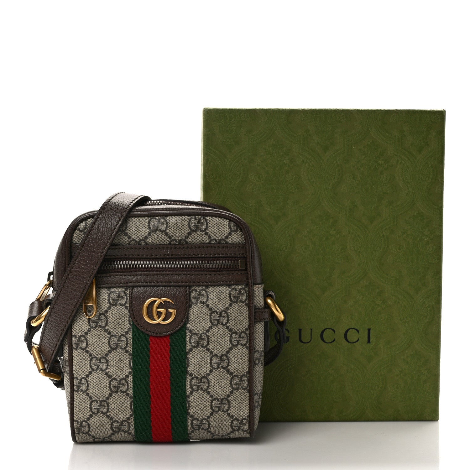 Gucci GG Supreme Monogram Web Mini Ophidia Messenger Brown 13 of 13