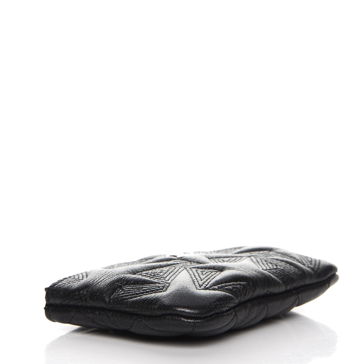 Lambskin Star Embossed Coin Purse Case Black
