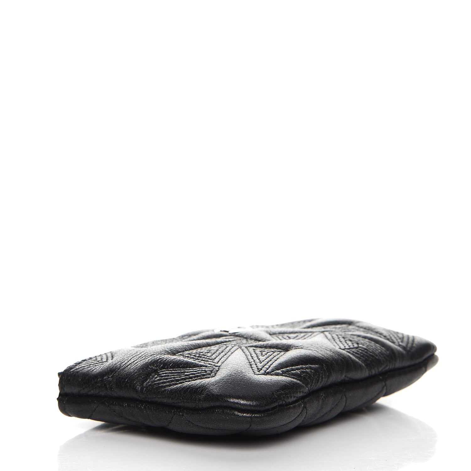 Chanel Lambskin Star Embossed Coin Purse Case Black 4 of 8