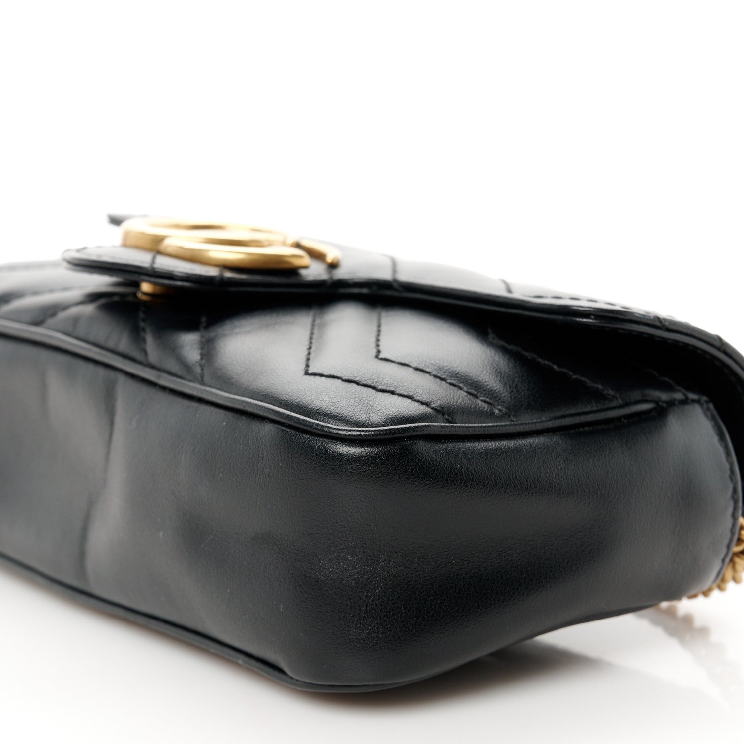 Gucci Calfskin Matelasse Super Mini GG Marmont Shoulder Bag Black 10 of 10