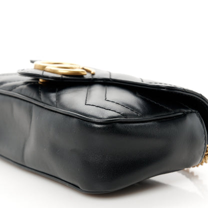 Gucci Calfskin Matelasse Super Mini GG Marmont Shoulder Bag Black 10 of 10