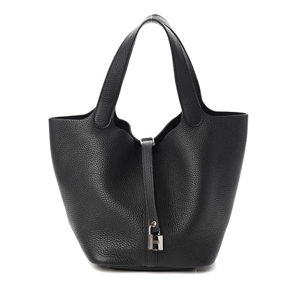 Hermes Taurillon Clemence Picotin Lock 22 MM Black 1 of 9