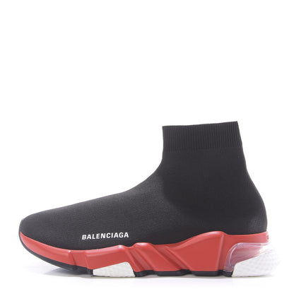 Balenciaga Neoprene Knit Womens Speed Clear Sole Sneakers 41 Black White Red 1 of 9