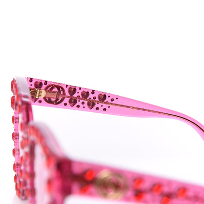 Gucci Acetate Crystal Heart GG0116S Sunglasses Fuchsia 5 of 6