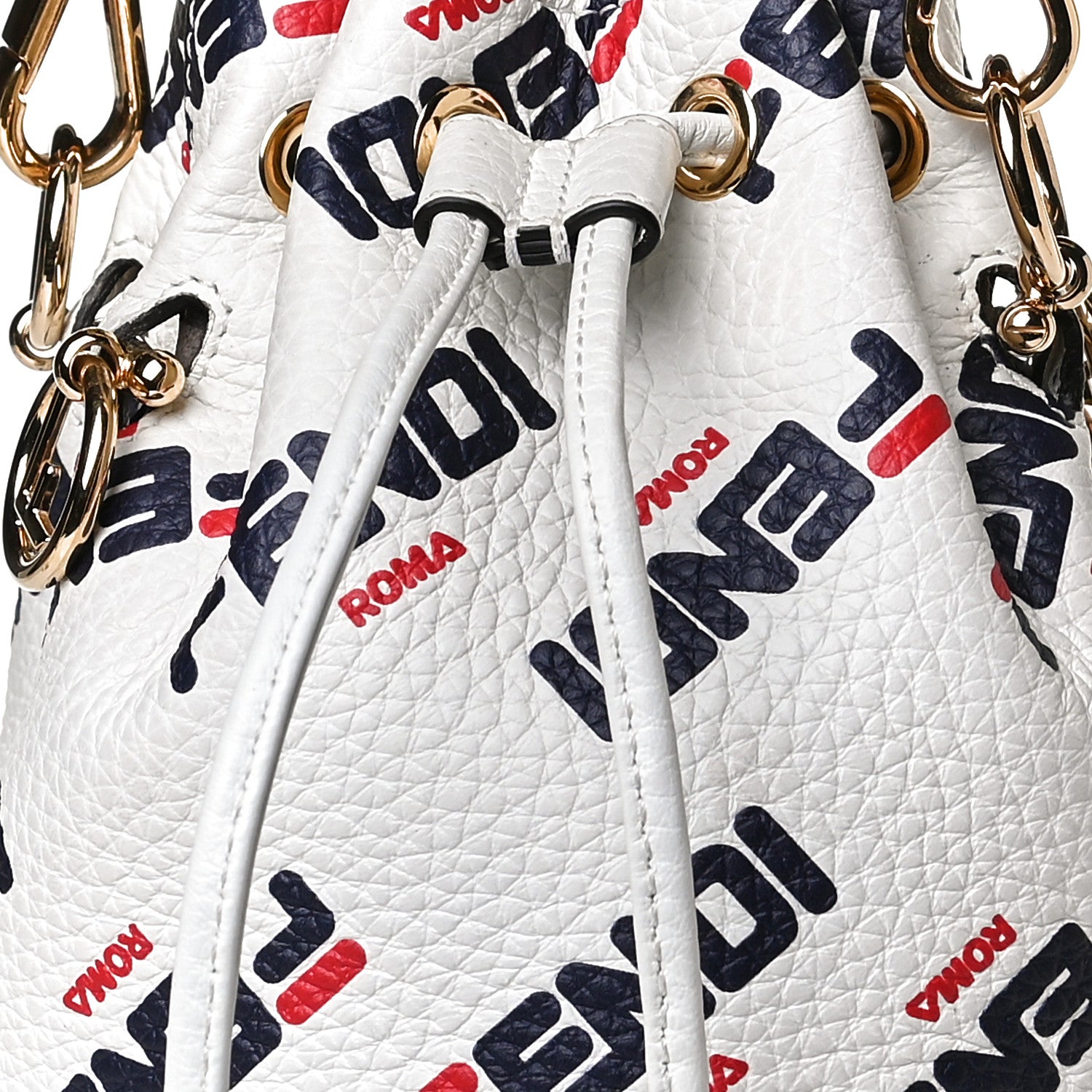 Fendi X FILA Vitello F is Fendi Mania Mini Mon Tresor Bucket Bag White 8 of 12