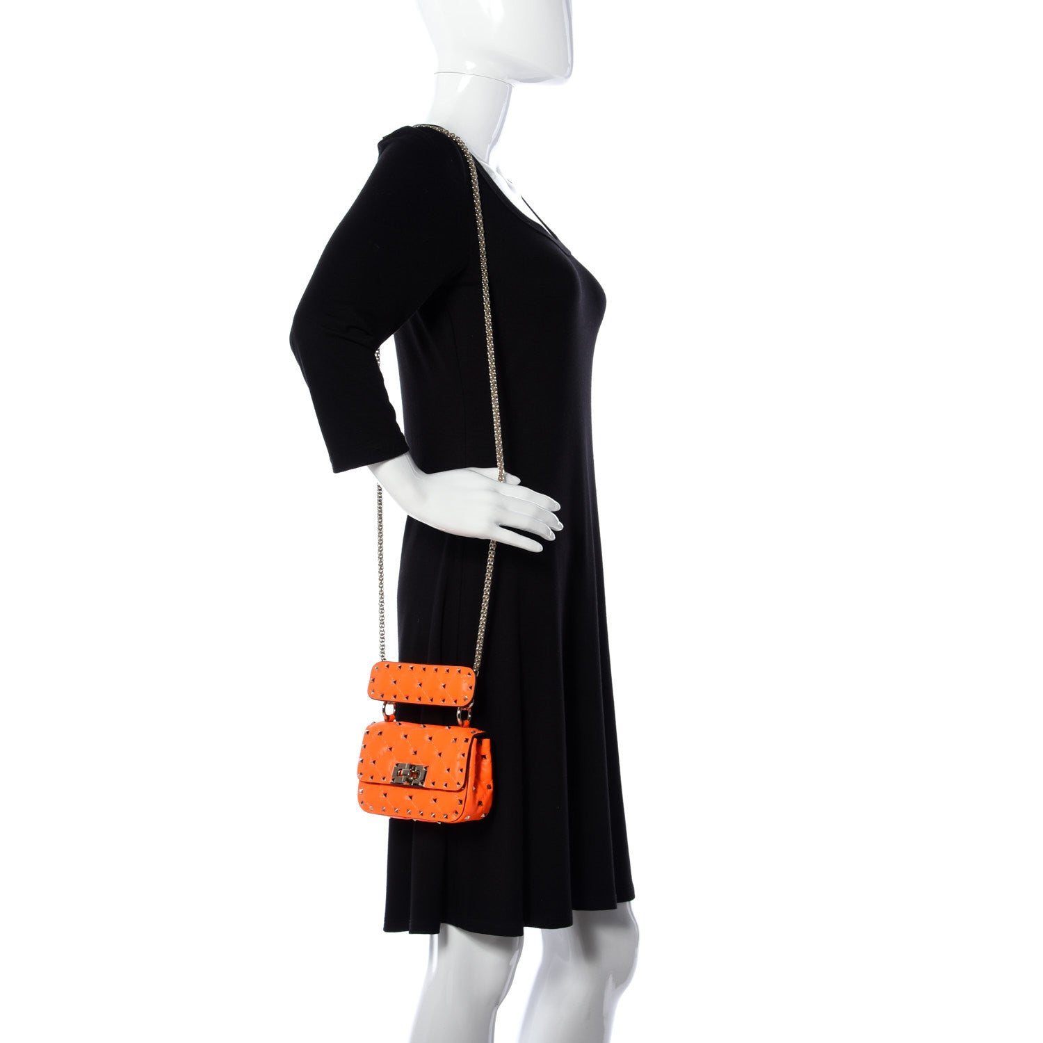 Valentino Garavani Calfskin Micro Rockstud Spike Shoulder Bag Orange 2 of 9