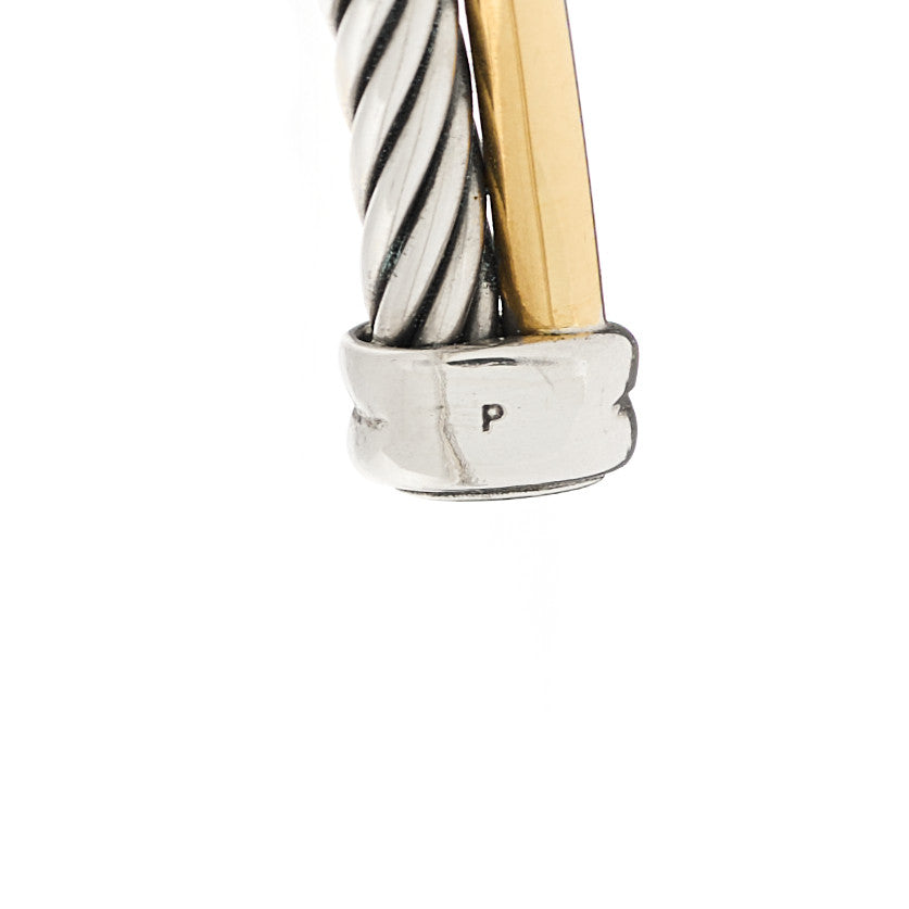 Sterling Silver 18K Yellow Gold 3mm Crossover Cuff Bracelet