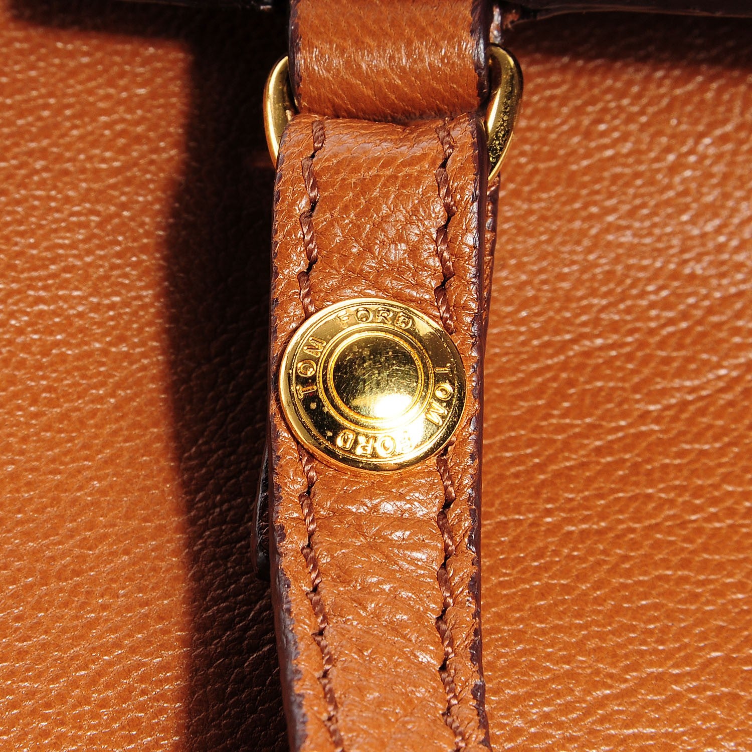 Tom Ford Ramskin Large Alix Padlock and Zip Shoulder Bag Caramel 8 of 9