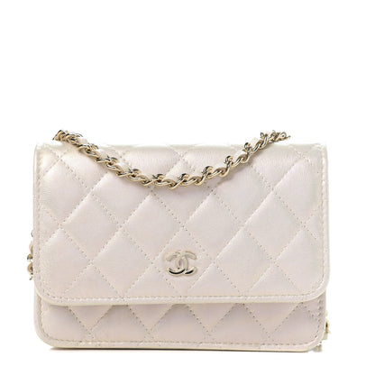 Chanel Iridescent Lambskin Quilted Mini Wallet On Chain WOC Ivory 1 of 11