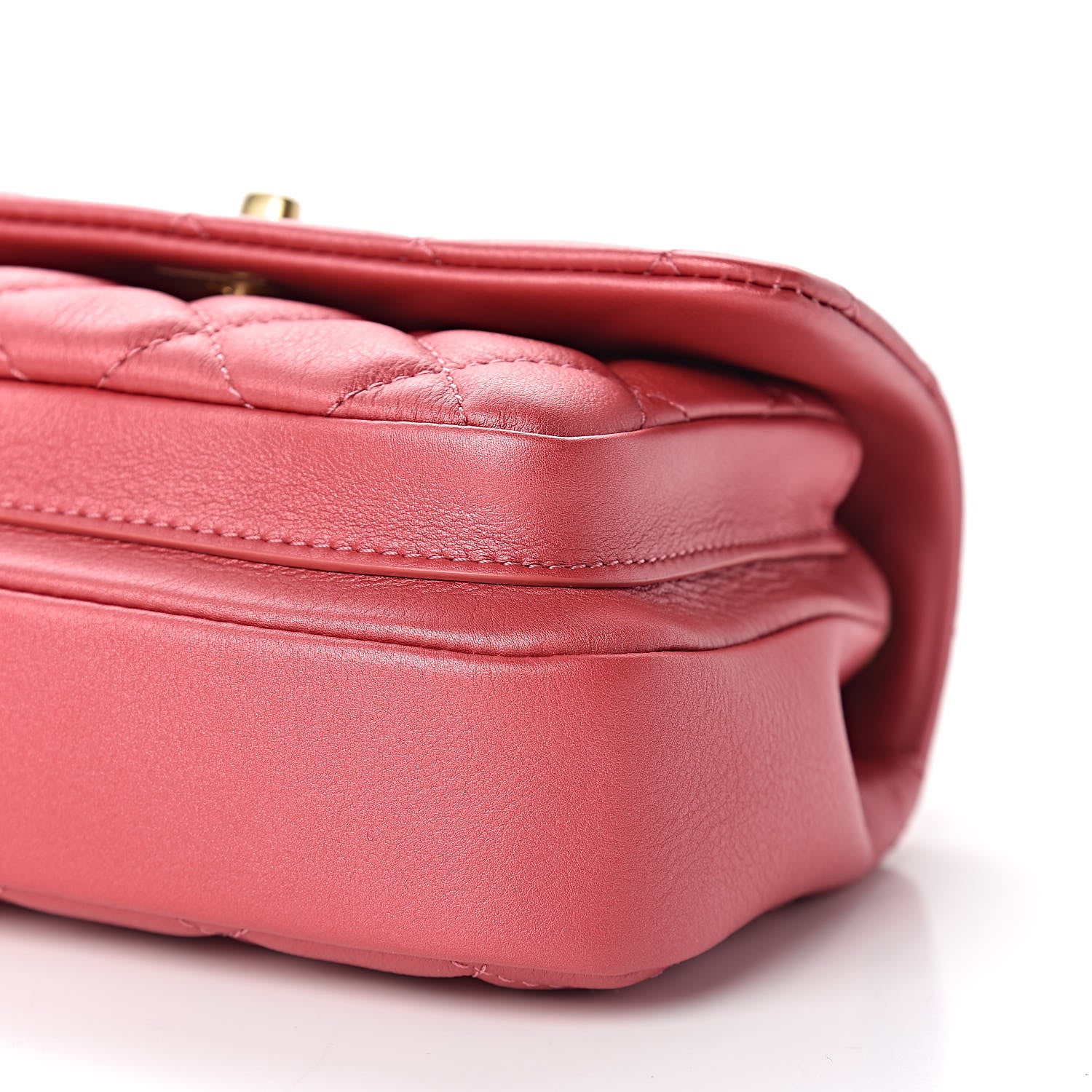 Chanel Metallic Calfskin Quilted Handle Flap Bag Dark Pink 10 of 11