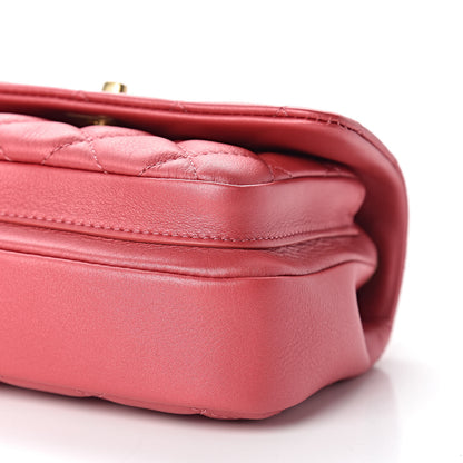 Chanel Metallic Calfskin Quilted Handle Flap Bag Dark Pink 10 of 11
