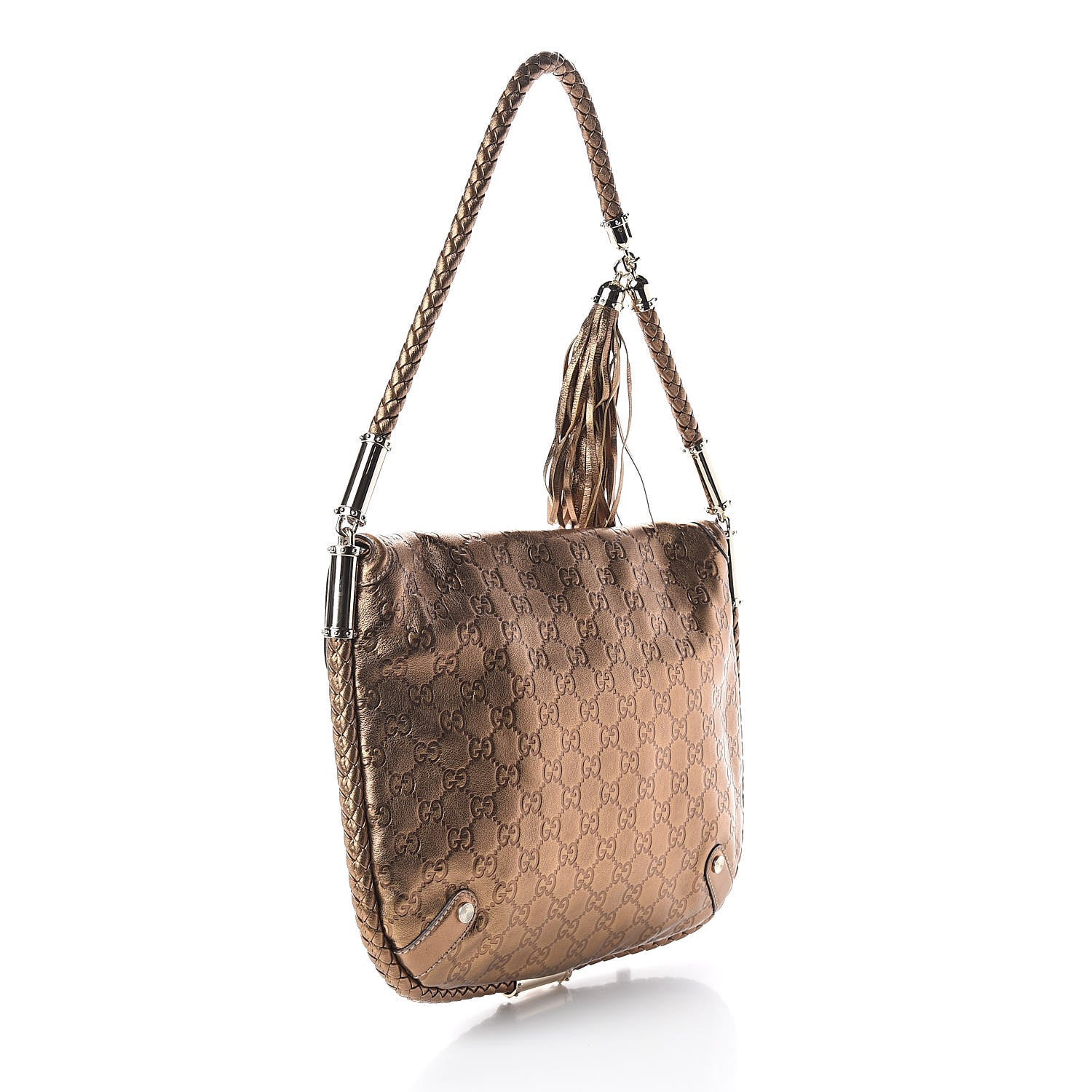 Gucci Guccissima Britt Tassel Shoulder Bag Bronze 3 of 8