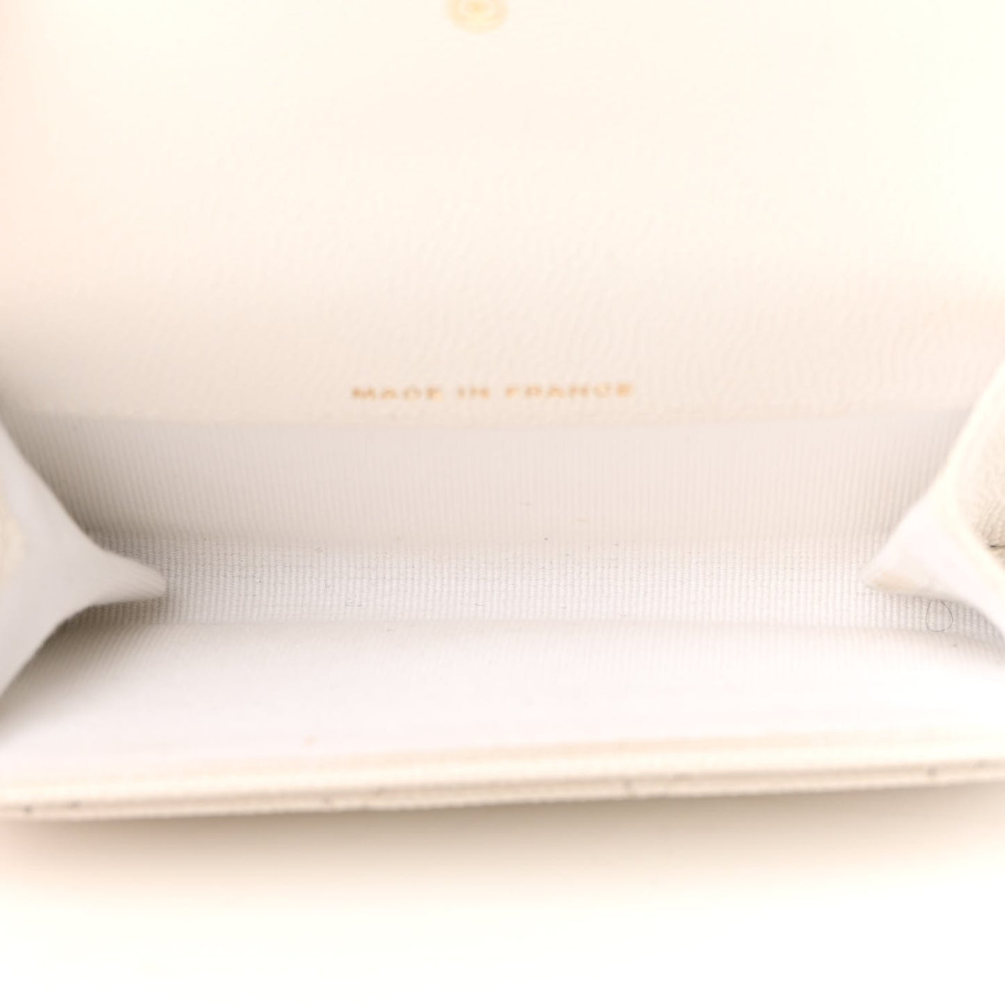 Caviar Quilted Flap Card Holder Wallet White