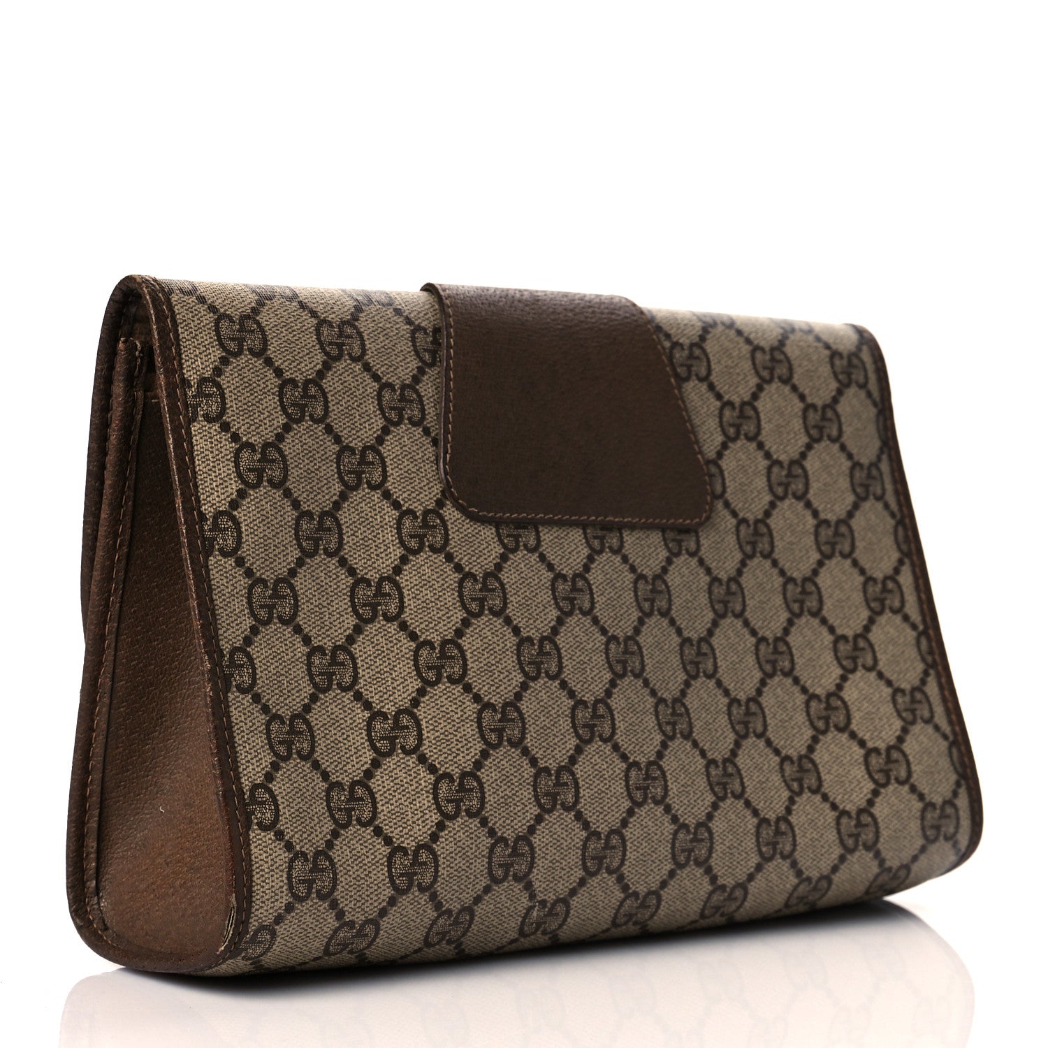Gucci Coated Canvas Monogram Web Clutch Brown 4 of 14