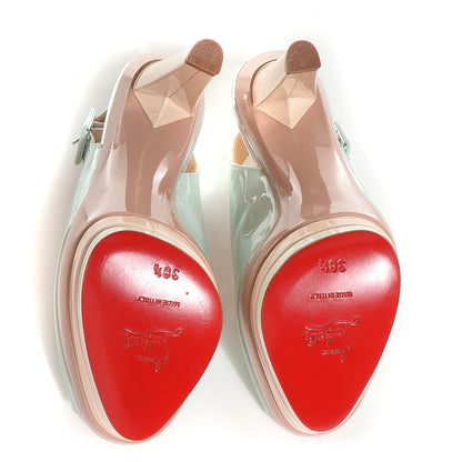 Christian Louboutin Patent 123 Scarpe 140 Platform Slingbacks Ice Blue 5 of 7