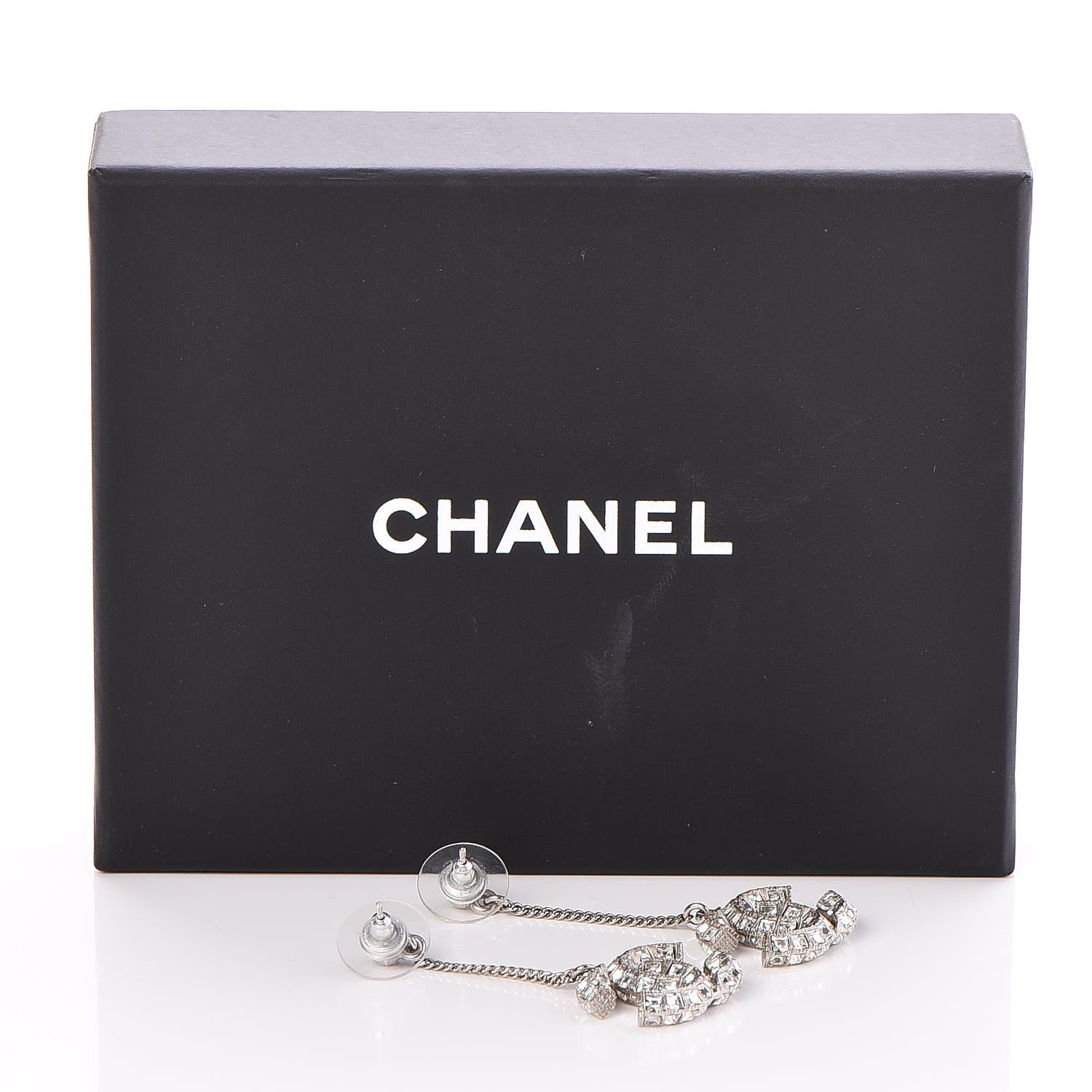 Chanel Baguette Crystal CC Dangle Earrings Silver 4 of 4