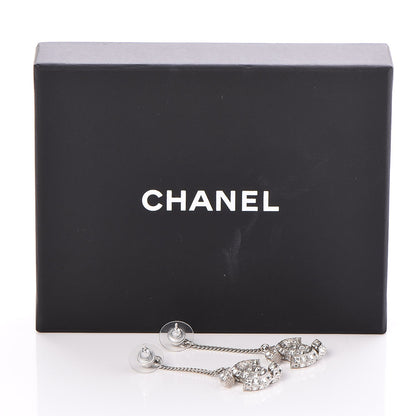 Chanel Baguette Crystal CC Dangle Earrings Silver 4 of 4