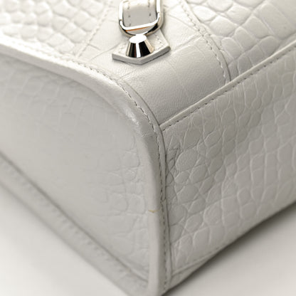 Balenciaga Matte Supple Lambskin Crocodile Embossed Classic Silver Hardware S City White 11 of 11