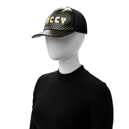 Gucci X SEGA Calfskin GUCCY Stars Baseball Hat M Black Gold 2 of 9