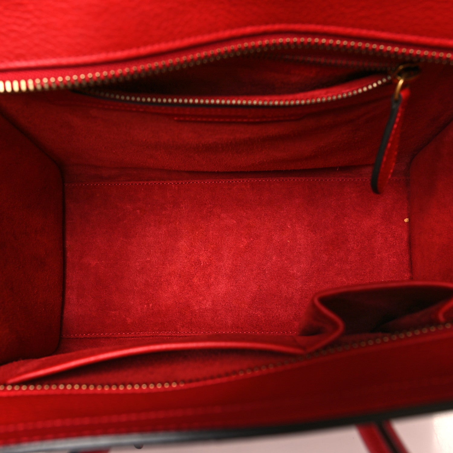Celine Drummed Calfskin Micro Luggage Red 5 of 9