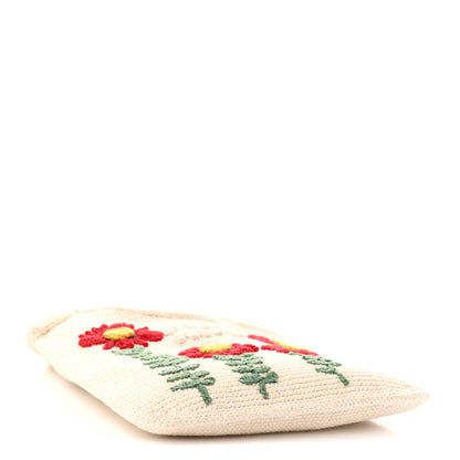 Miu Miu Cotton Crochet Floral Ivy Bag Beige Khaki 3 of 9