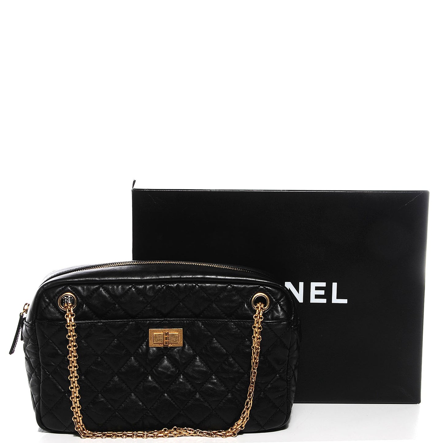 Aged Calfskin Quilted Medium Reissue Camera Case Black