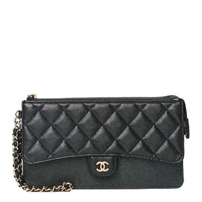 Chanel Iridescent Caviar Quilted Classic Pouch With Handle Black 1 of 11