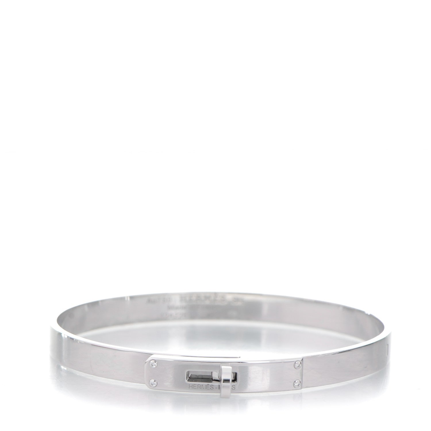 Hermes 18K White Gold Diamond PM Kelly Bracelet SH 1 of 6