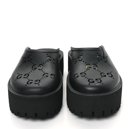 Gucci Rubber GG Monogram Perforated Elea Platform 55mm Lug Sole Sandals 39 Black 2 of 9