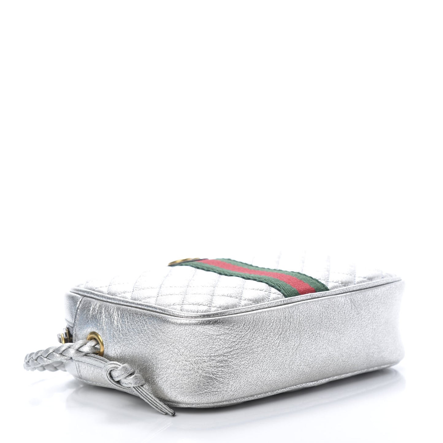 Laminated Nappa Web Trapuntata Mini GG Shoulder Bag Argento