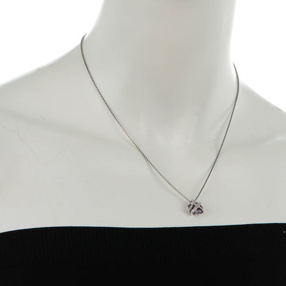 David Yurman Sterling silver Pave Diamond Amethyst 10mm Petite Cable Wrap Pendant Necklace 2 of 6