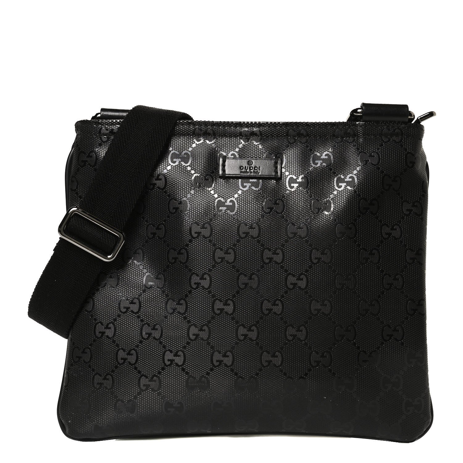 Gucci Imprime Monogram Small Flat Messenger Bag Black 1 of 12
