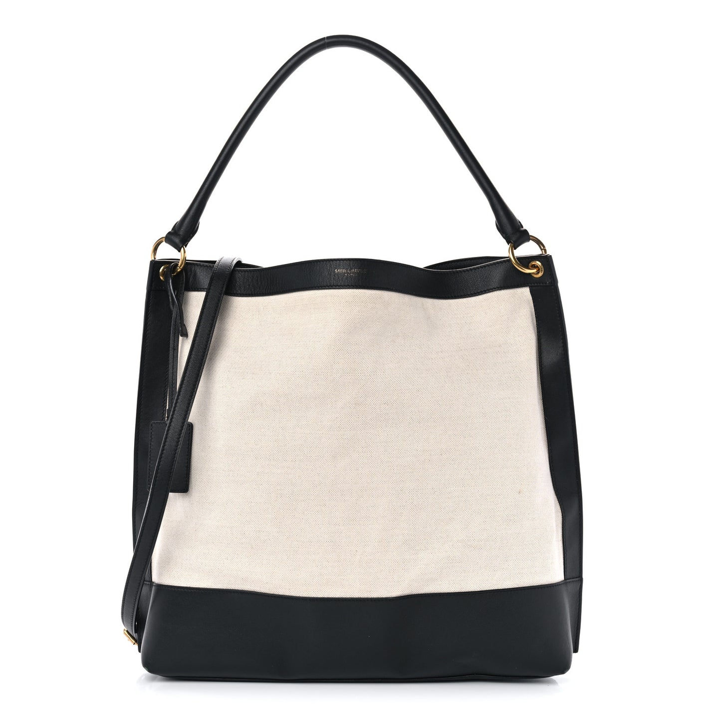 Canvas Calfskin Tag Hobo White Black