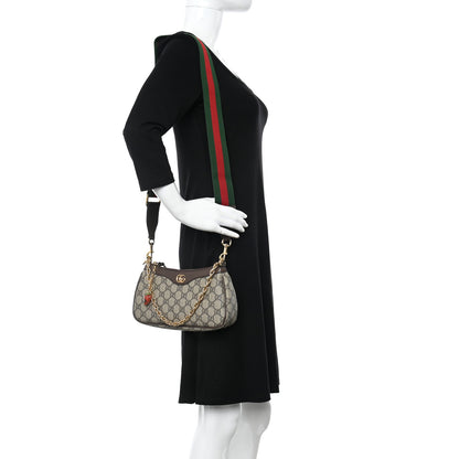Gucci GG Supreme Monogram Textured Dollar Calfskin Web Small Ophidia GG Handbag Beige Ebony New Acero 2 of 9
