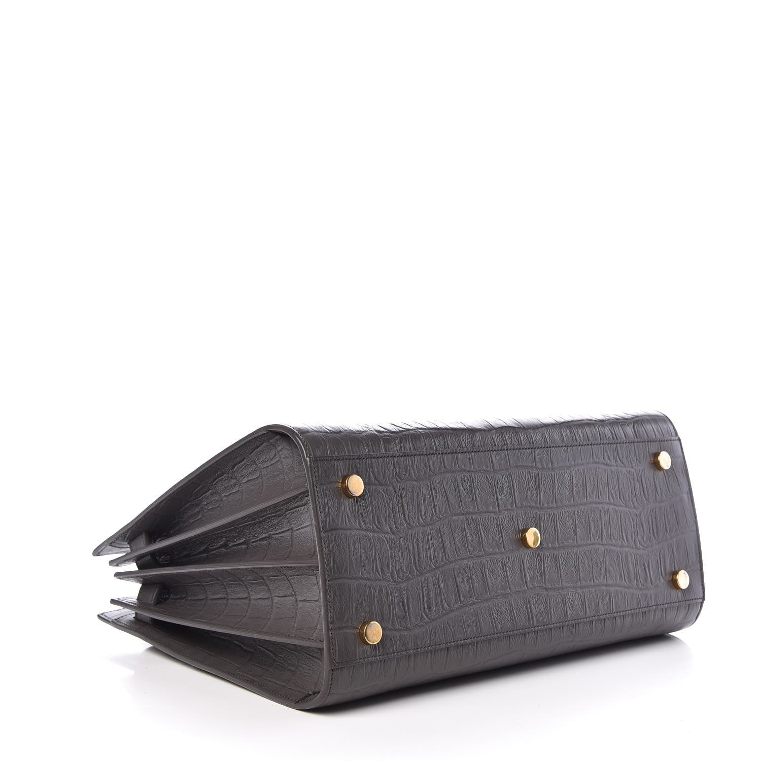 Saint Laurent Calfskin Crocodile Embossed Small Sac De Jour Fog 5 of 8