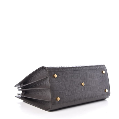 Saint Laurent Calfskin Crocodile Embossed Small Sac De Jour Fog 5 of 8