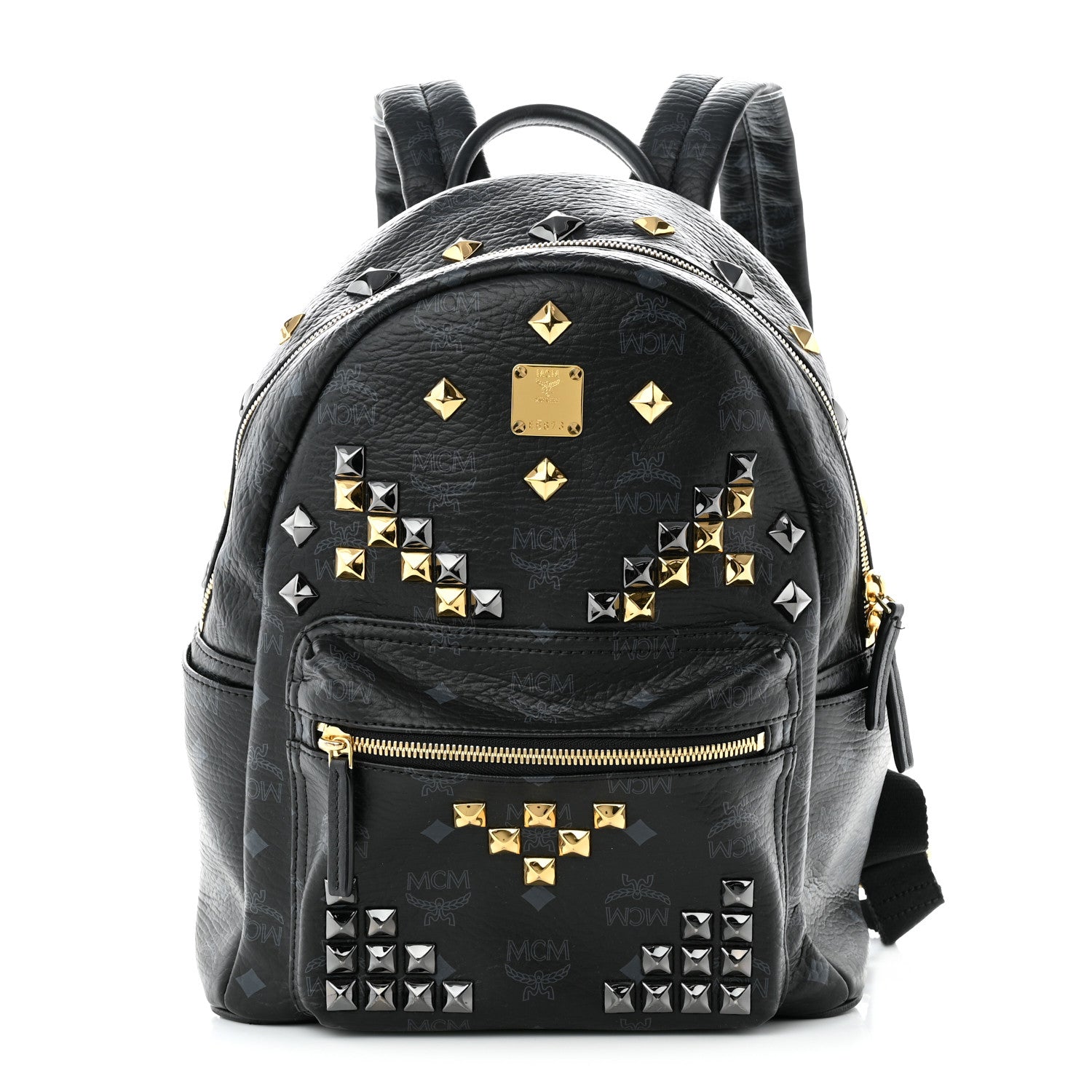 MCM Visetos Studded Small Stark M Backpack Black 1 of 10