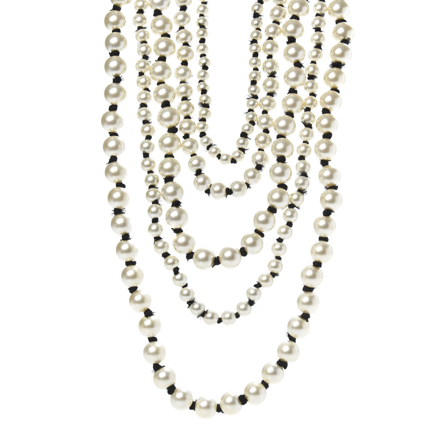 Chanel Pearl Multi Strand Long Necklace Gold 1 of 4