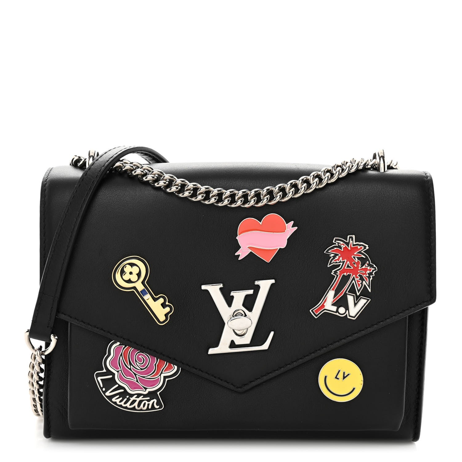 Louis Vuitton Soft Calfskin Pins My Lockme Chain Bag BB Black 1 of 10