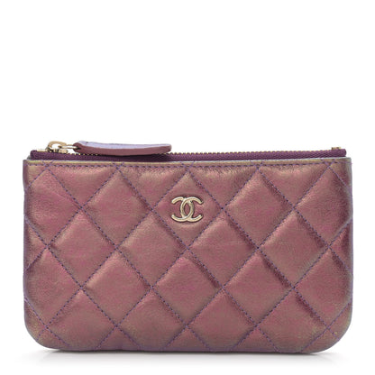 Chanel Iridescent Lambskin Quilted Small Cosmetic Case Purple 1 of 9