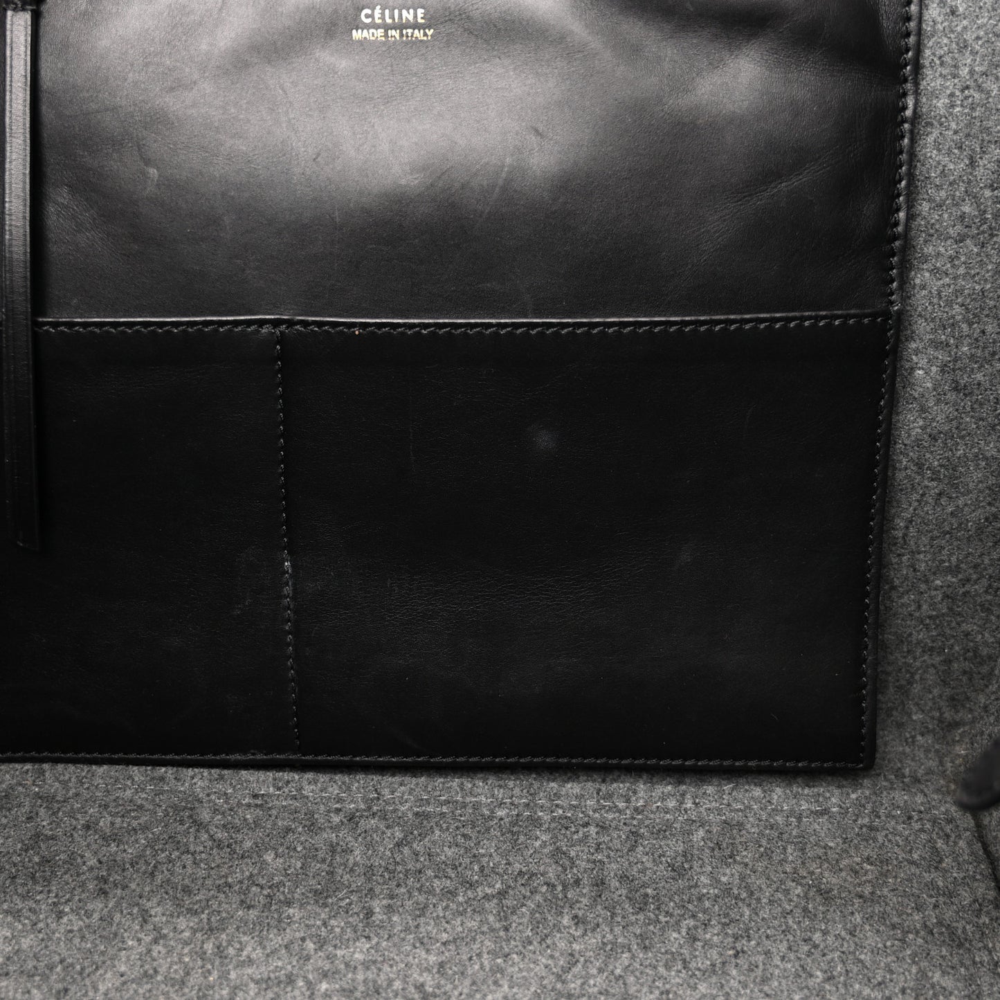Felt Calfskin Medium Tie Knot Tote Grey Black
