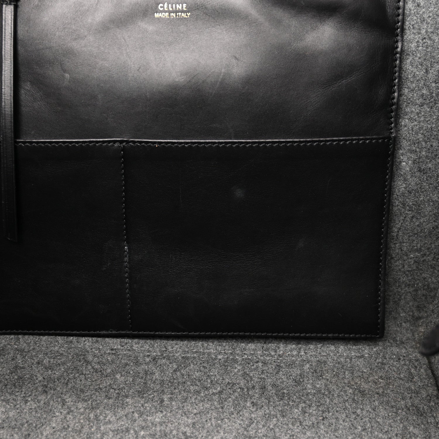 Celine Felt Calfskin Medium Tie Knot Tote Grey Black 12 of 19