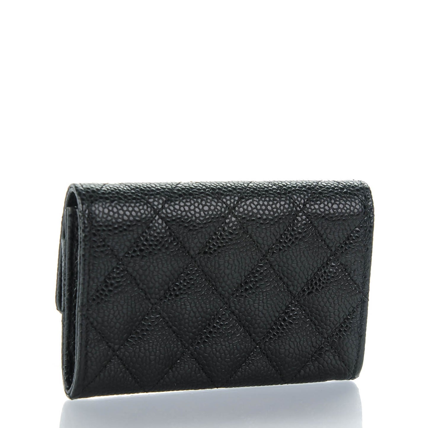 Caviar Quilted Card Holder Black
